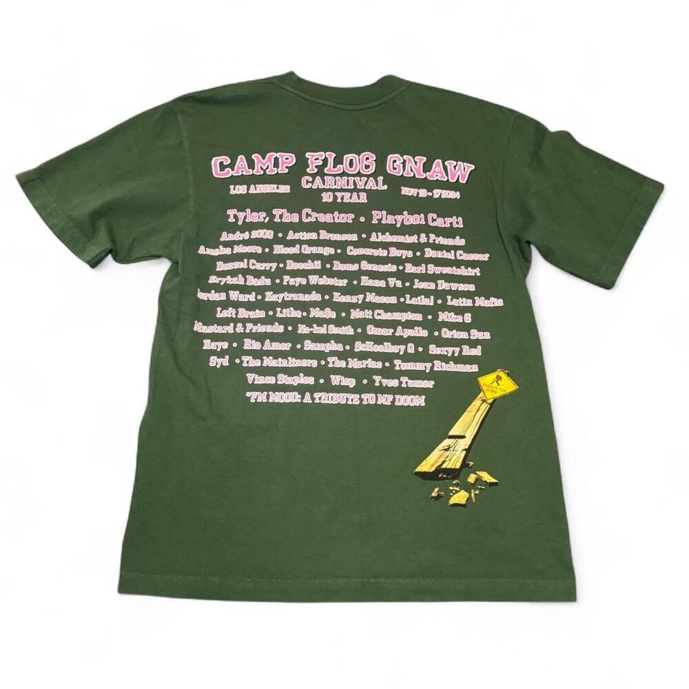 NEW Camp Flognaw 2024 Tyler The Creator Green Graphic Lineup T-Shirt — SMALL